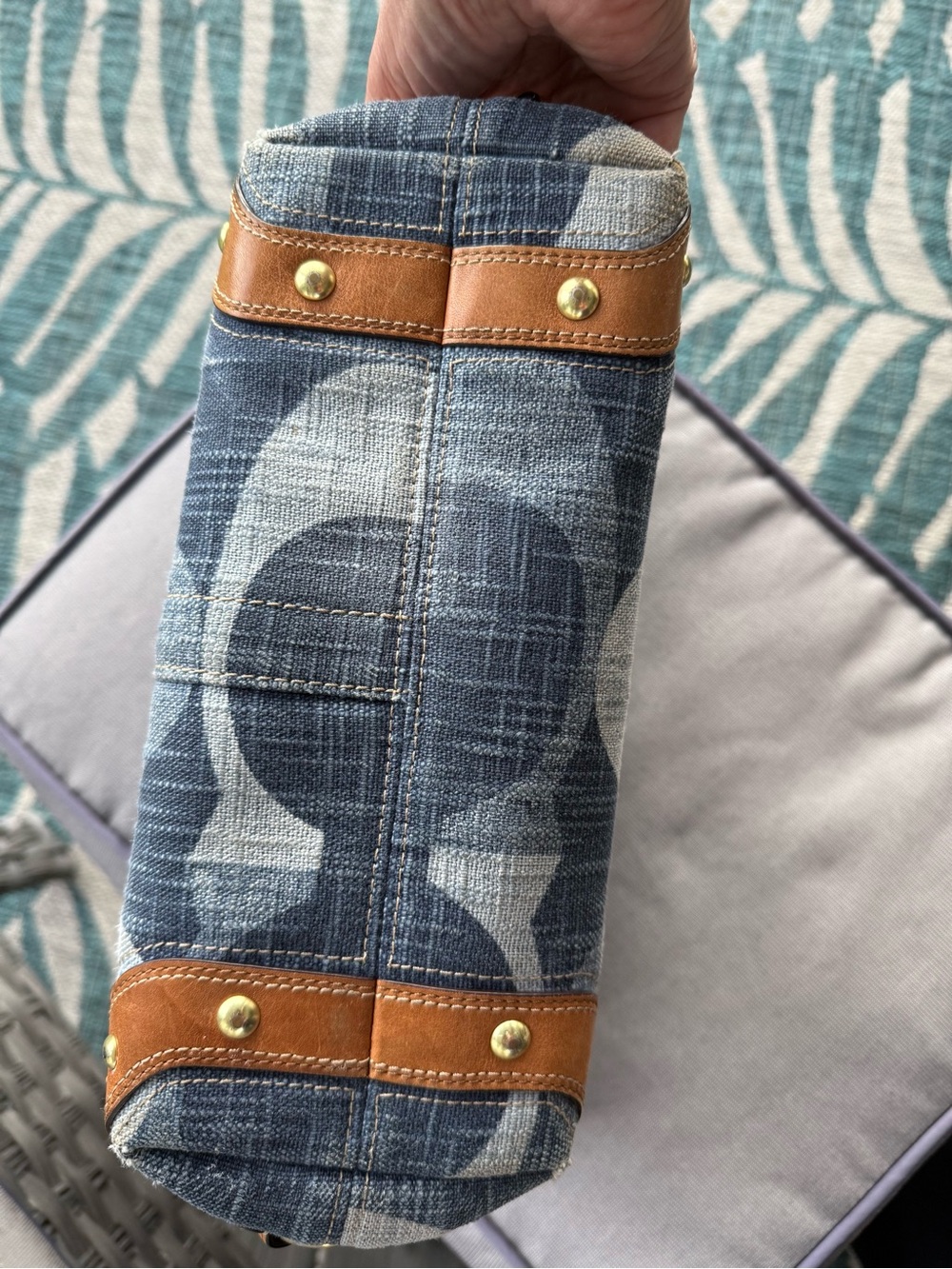 Coach Vintage 12197 Carly Blue Denim Signature “C” with Braided Leather Strap - Picture 5 of 16